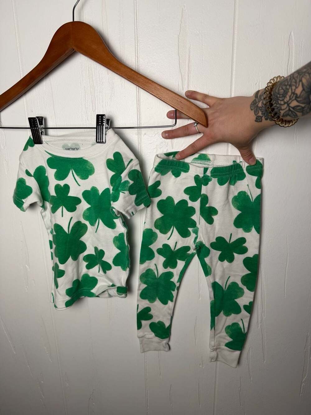 Carter's Toddler 24M St. Patrick's Day 2-Piece Shamrock Pajama Set